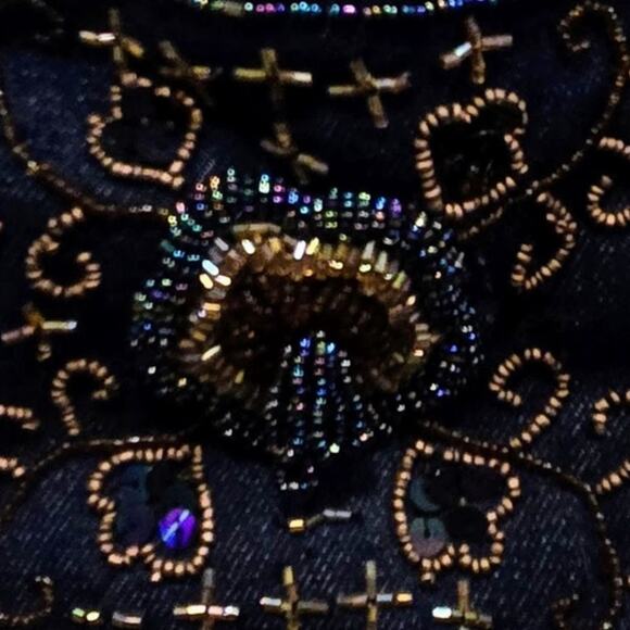 Beaded Denim Small Women's Cross-Body Boho-Style Bag - Picture 2 of 8